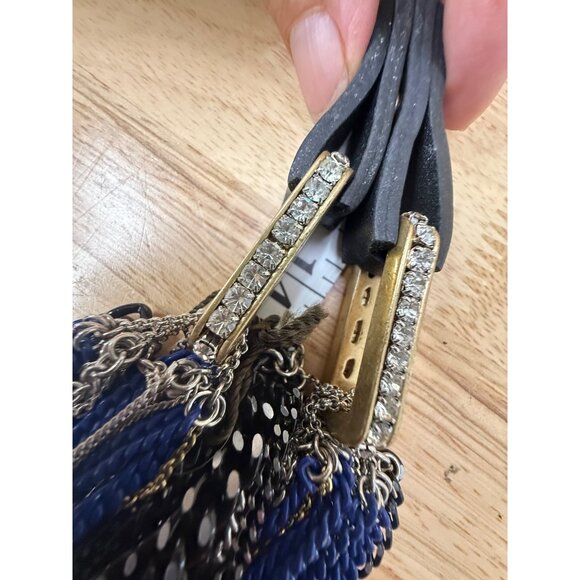 Juicy Couture Multi-Strand Statement Necklace W/ Blue Black & Silver Chains - Picture 12 of 12